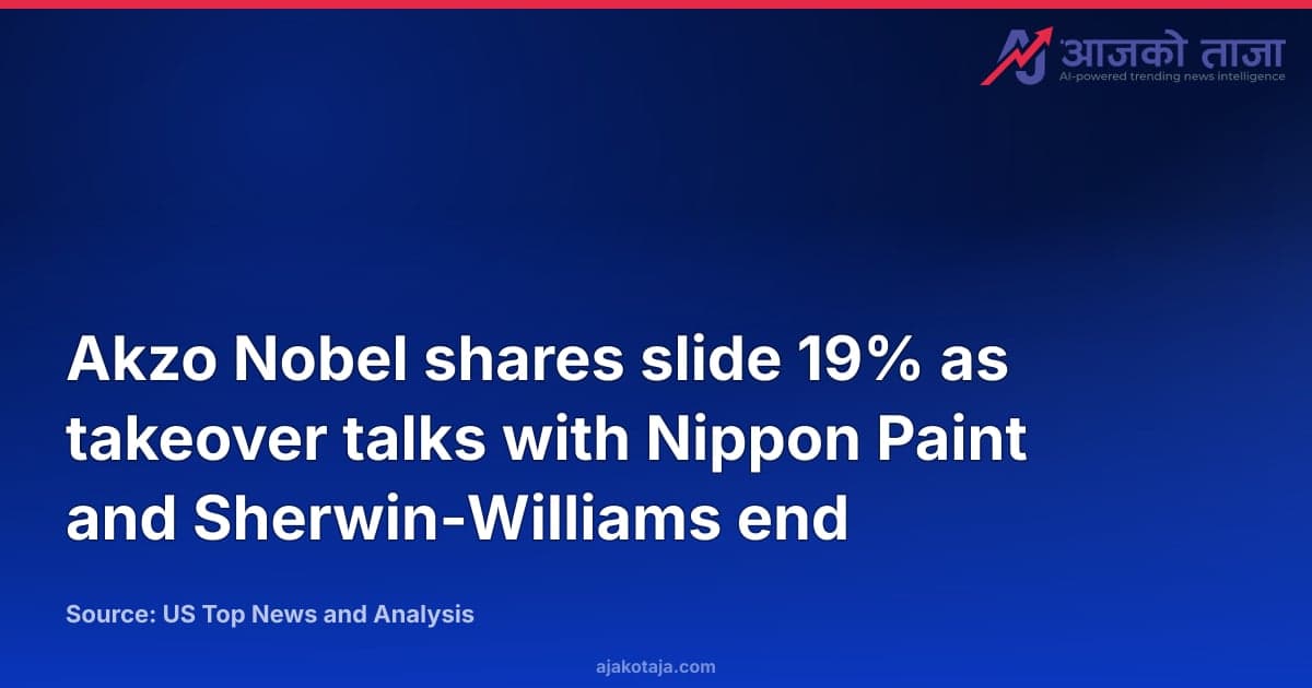 Akzo Nobel shares slide 19% as takeover talks with Nippon Paint and Sherwin-Williams end
