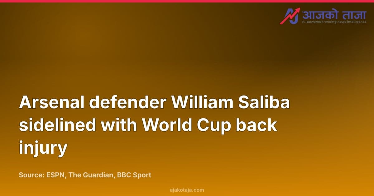 Arsenal defender William Saliba sidelined with World Cup back injury