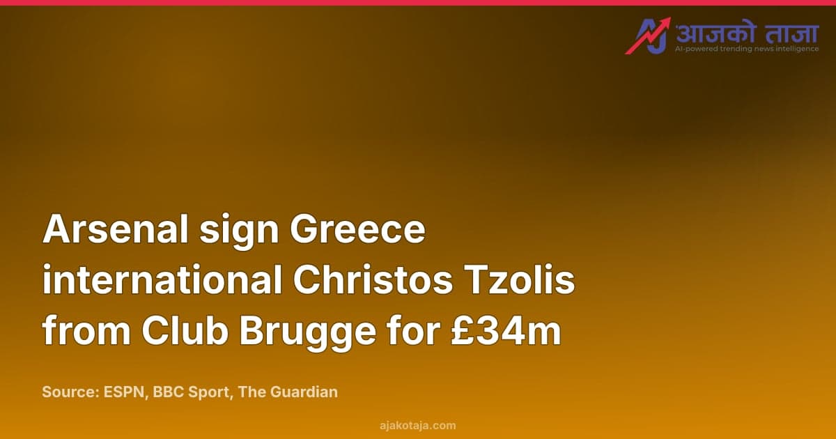 Arsenal sign Greece international Christos Tzolis from Club Brugge for £34m