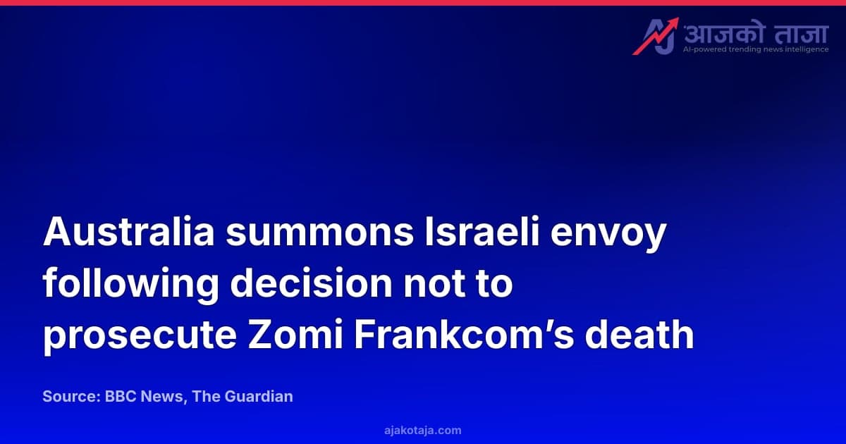 Australia summons Israeli envoy following decision not to prosecute Zomi Frankcom’s death