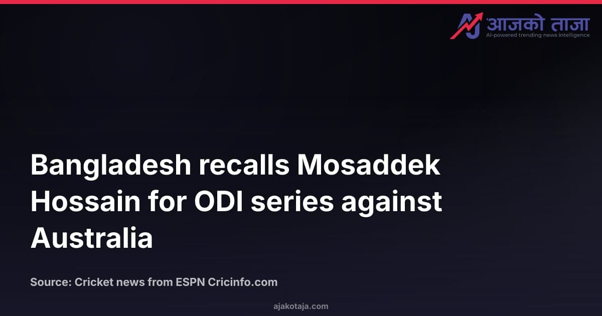 Bangladesh recalls Mosaddek Hossain for ODI series against Australia