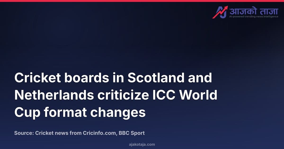 Cricket boards in Scotland and Netherlands criticize ICC World Cup format changes