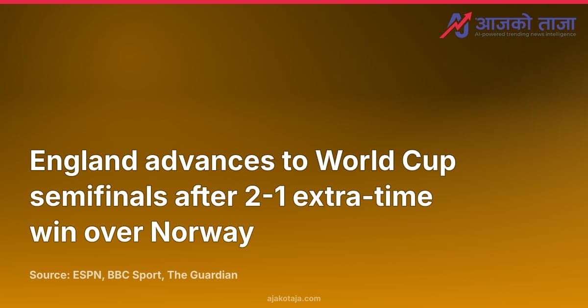 England advances to World Cup semifinals after 2-1 extra-time win over Norway