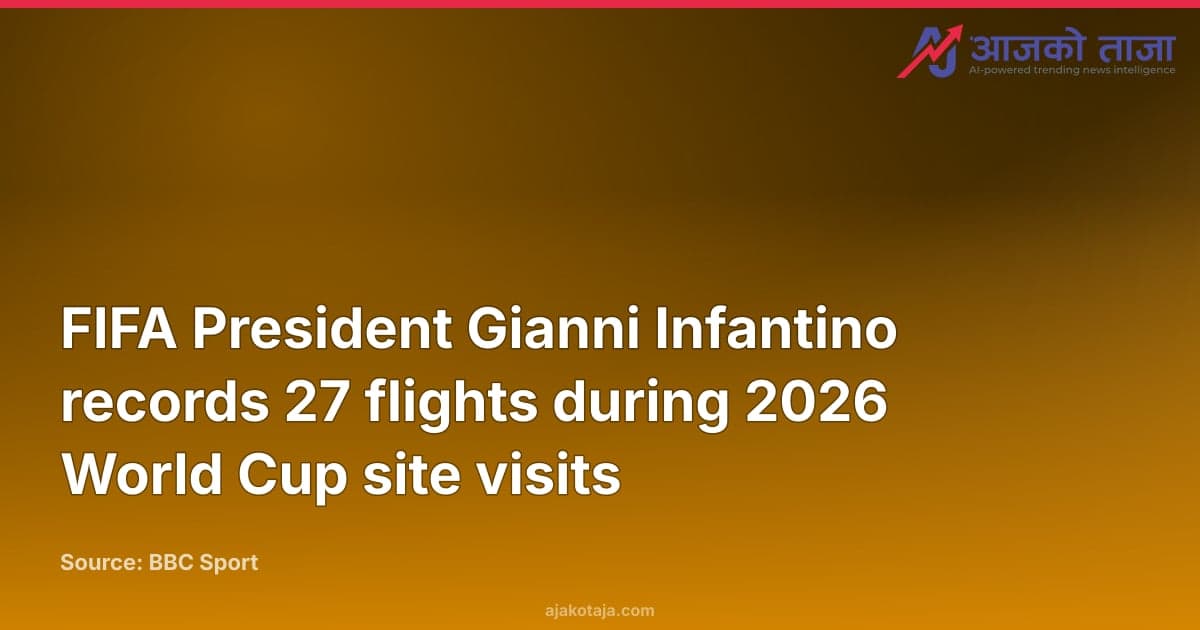 FIFA President Gianni Infantino records 27 flights during 2026 World Cup site visits