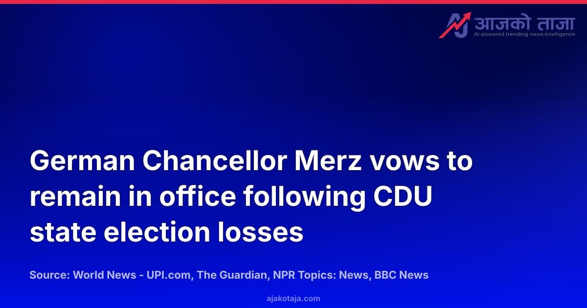 German Chancellor Merz vows to remain in office following CDU state election losses
