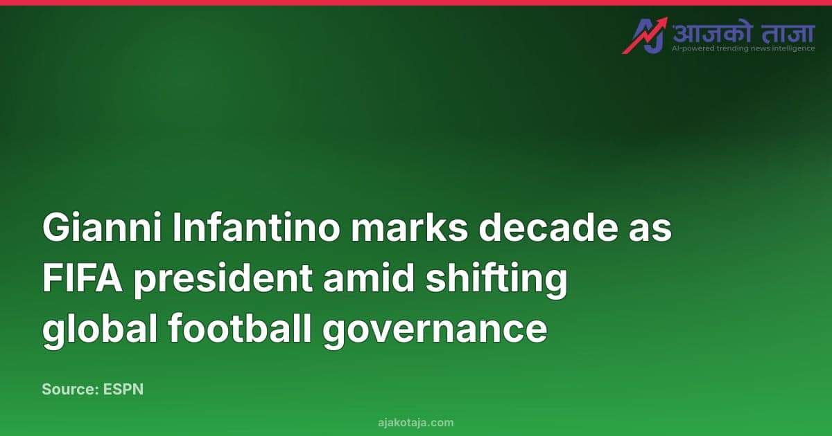 Gianni Infantino marks decade as FIFA president amid shifting global football governance