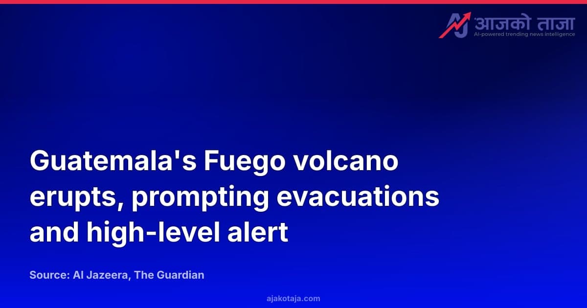 Guatemala's Fuego volcano erupts, prompting evacuations and high-level alert