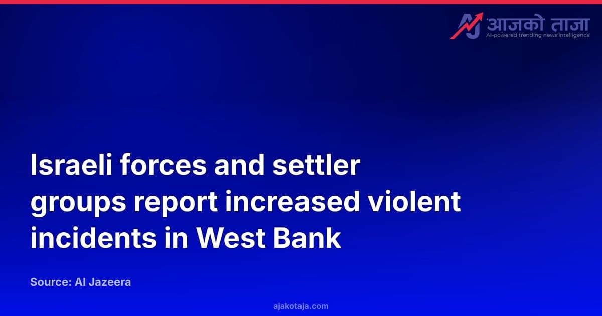 Israeli forces and settler groups report increased violent incidents in West Bank