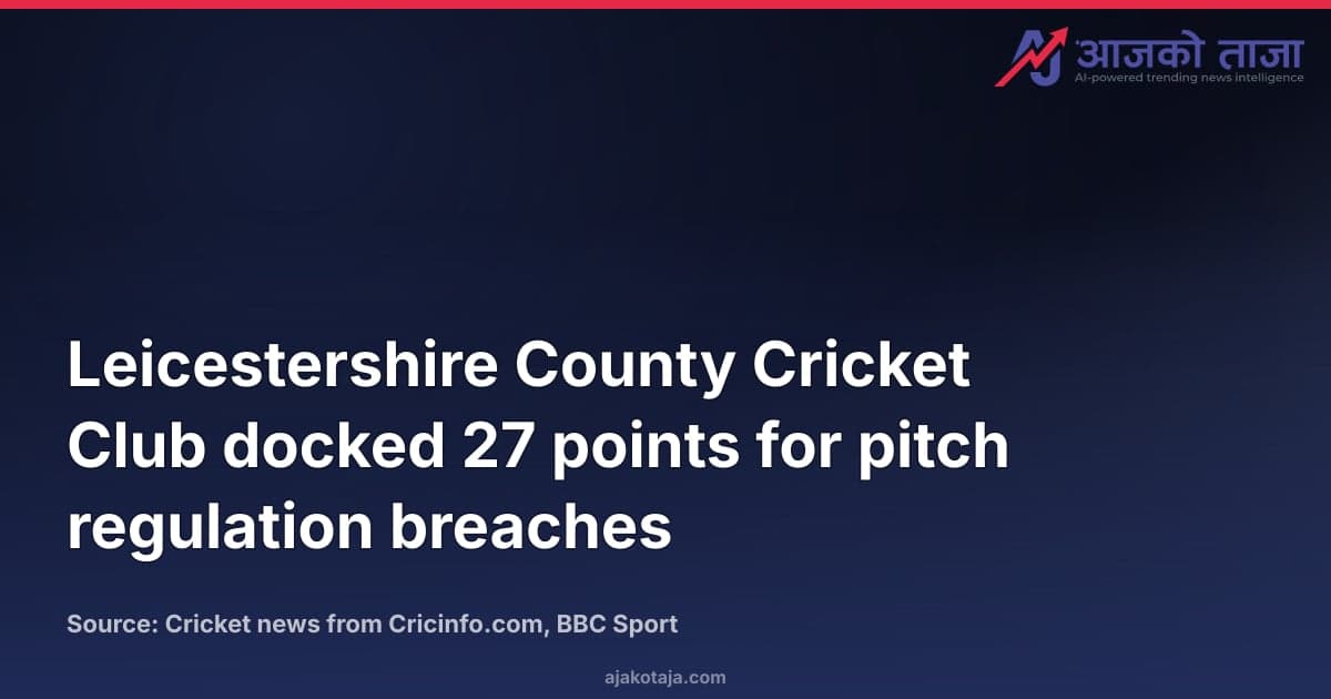 Leicestershire County Cricket Club docked 27 points for pitch regulation breaches
