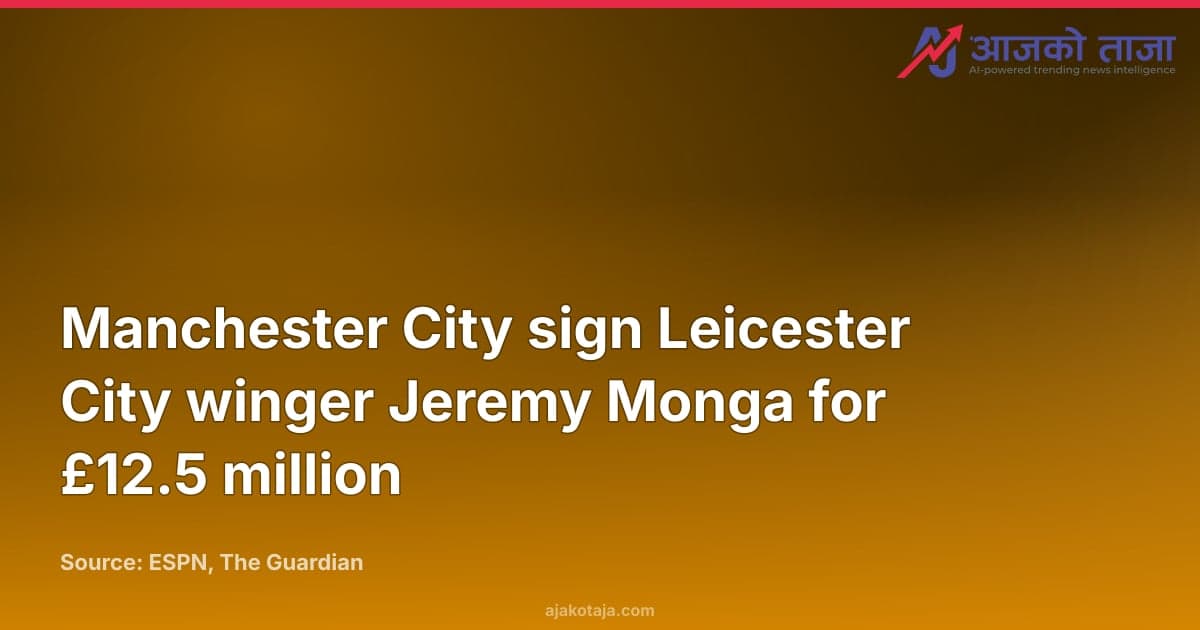 Manchester City sign Leicester City winger Jeremy Monga for £12.5 million
