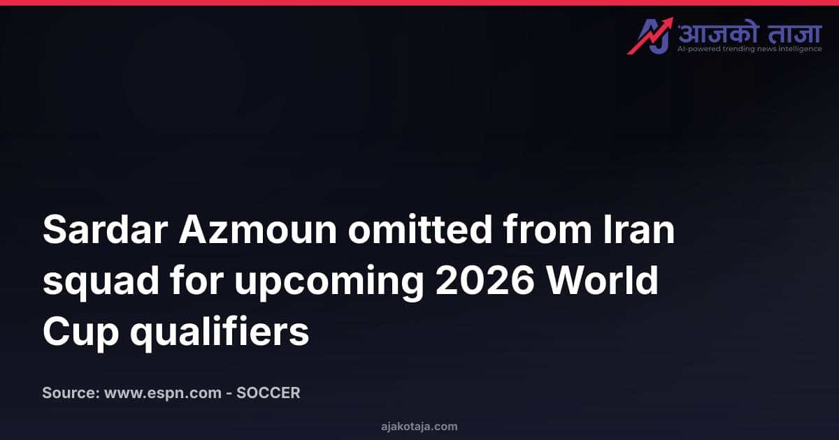Sardar Azmoun omitted from Iran squad for upcoming 2026 World Cup qualifiers