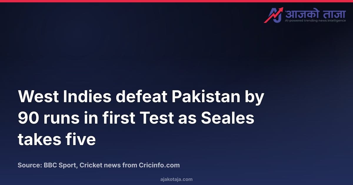 West Indies defeat Pakistan by 90 runs in first Test as Seales takes five