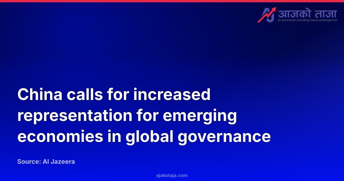 China calls for increased representation for emerging economies in global governance