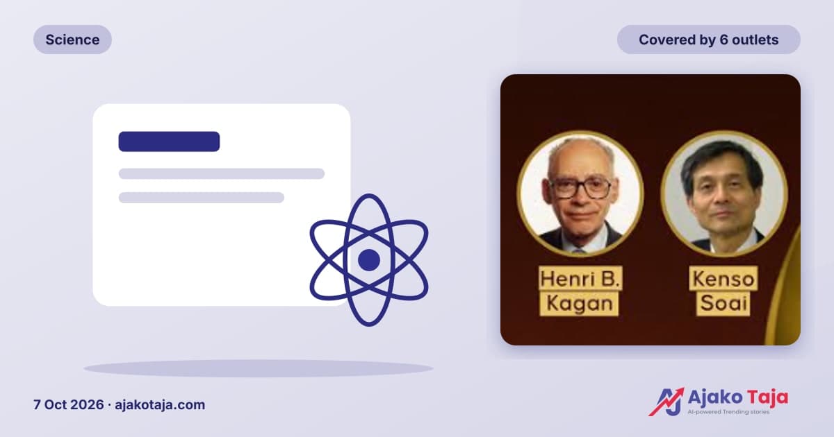 Henri B. Kagan and Kenso Soai win 2026 Nobel Prize in Chemistry