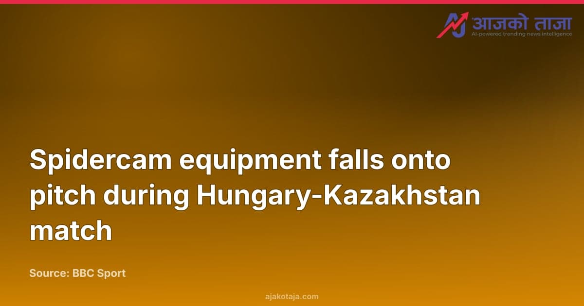 Spidercam equipment falls onto pitch during Hungary-Kazakhstan match